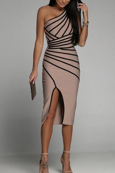 Lilliagirl Elegant - Een Schouder Zomerjurk met Split"